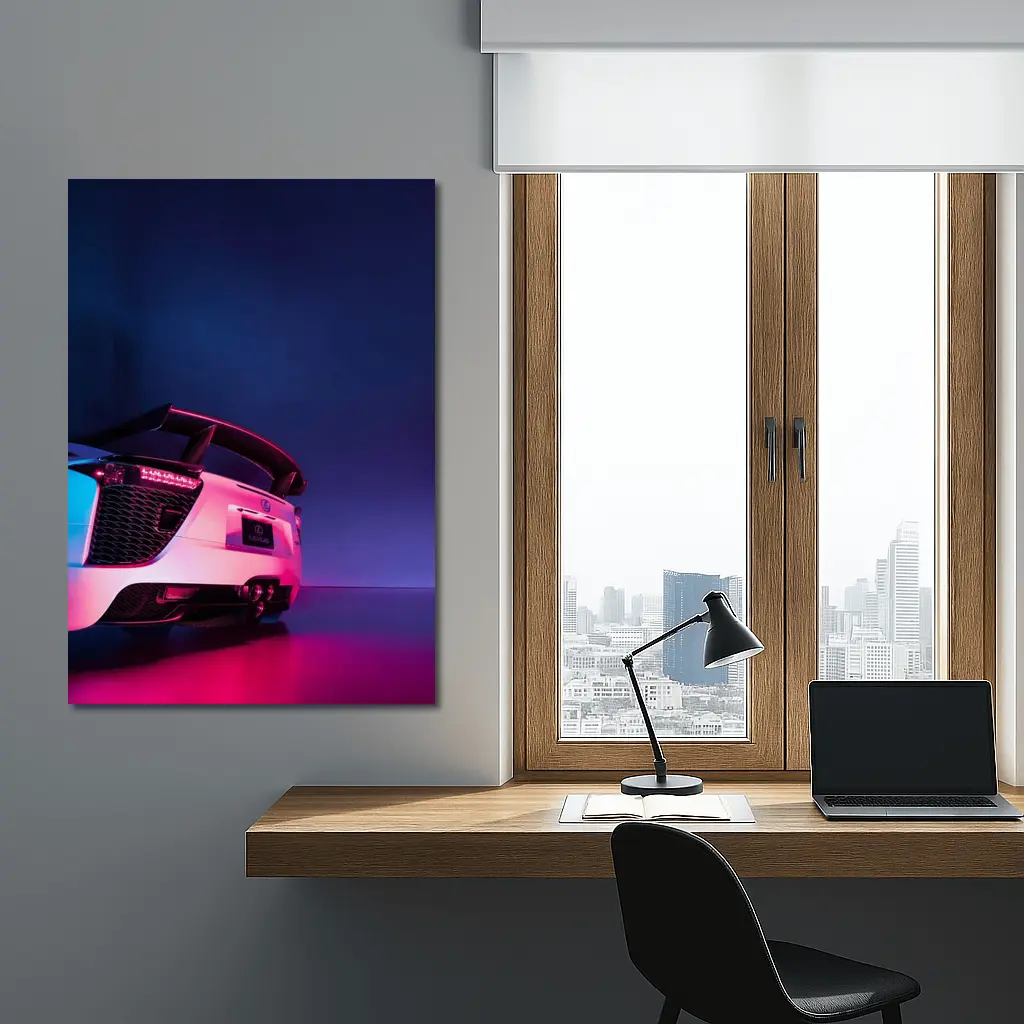 Lexus LFA White Rear Neon Studio – Wall Art