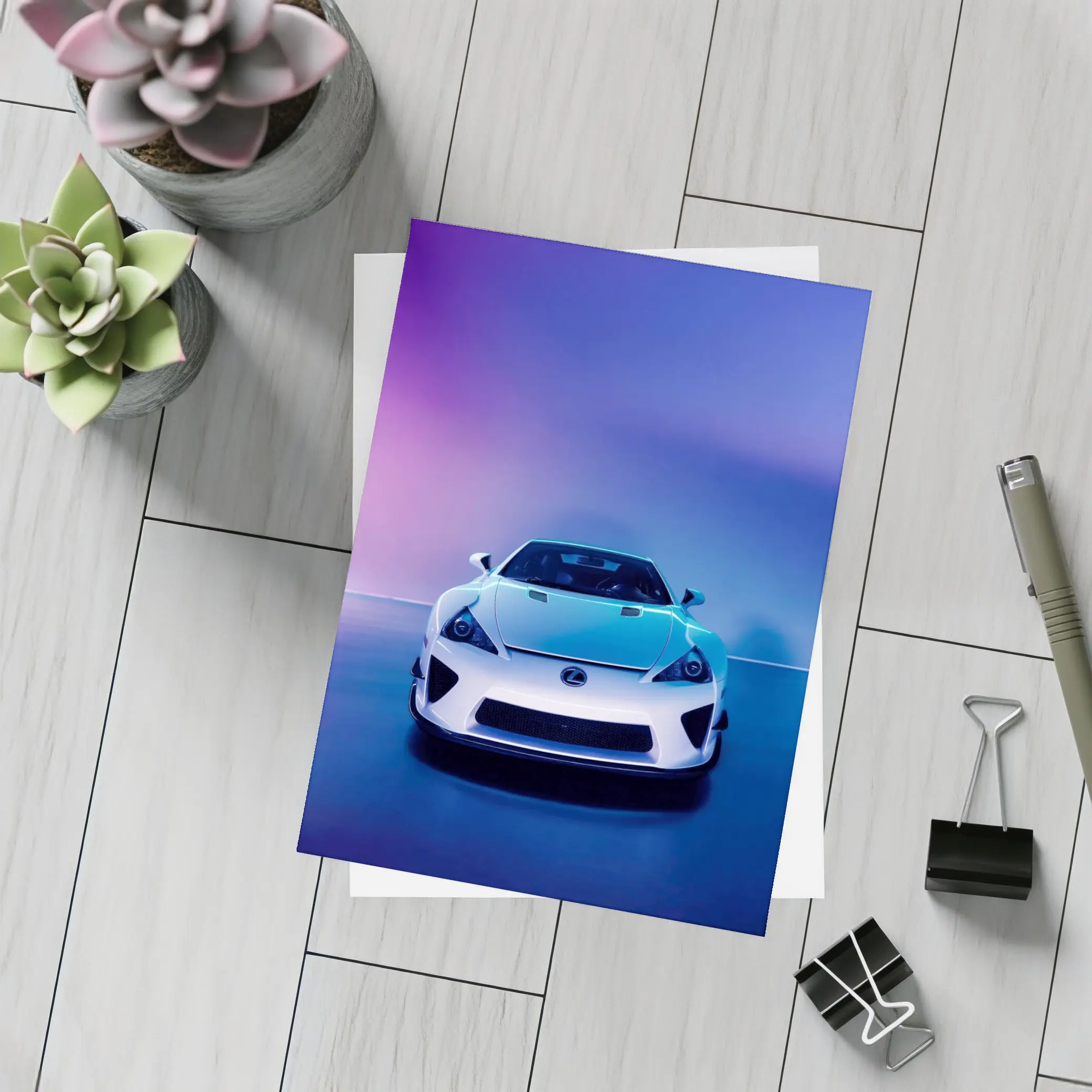 Lexus LFA White Supercar Neon Studio – Postcards