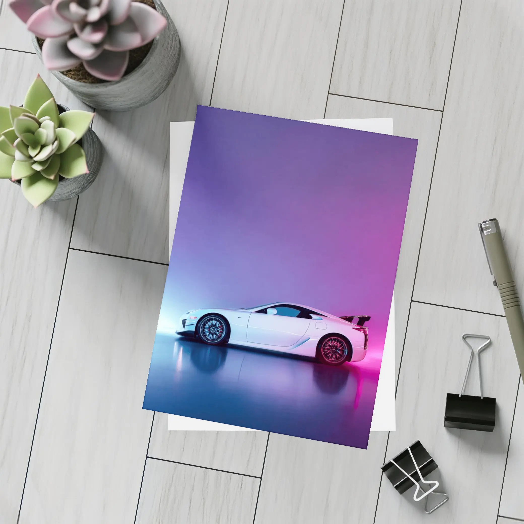 Lexus LFA White Supercar Neon Studio – Postcards