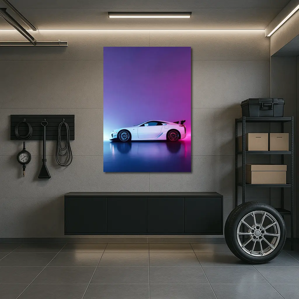 Lexus LFA White Supercar Neon Studio – Wall Art