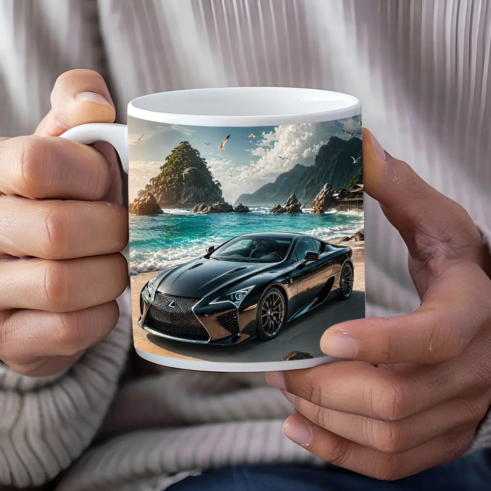 Lexus LC Black Coupe Beach Setting – Mugs