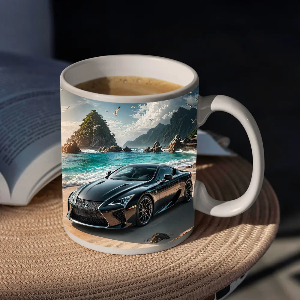 Lexus LC Black Coupe Beach Setting – Mugs