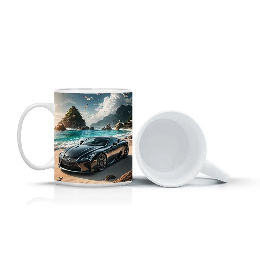 Lexus LC Black Coupe Beach Setting – Mugs