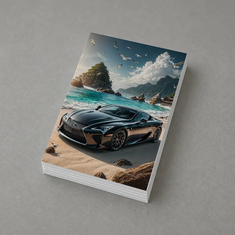 Lexus LC Black Coupe Beach Setting – Postcards