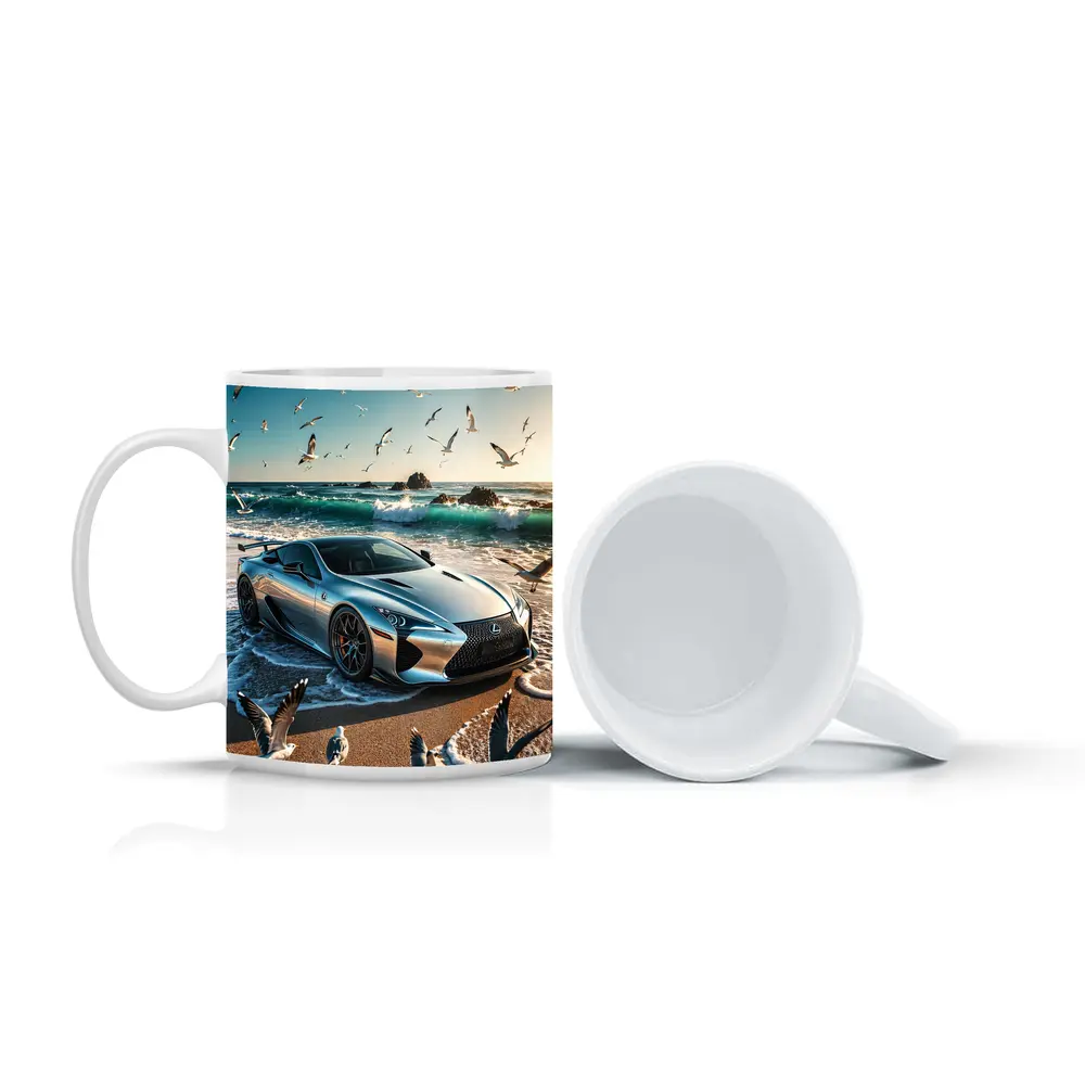 Lexus LFA Silver Sports Car Beach – Mugs