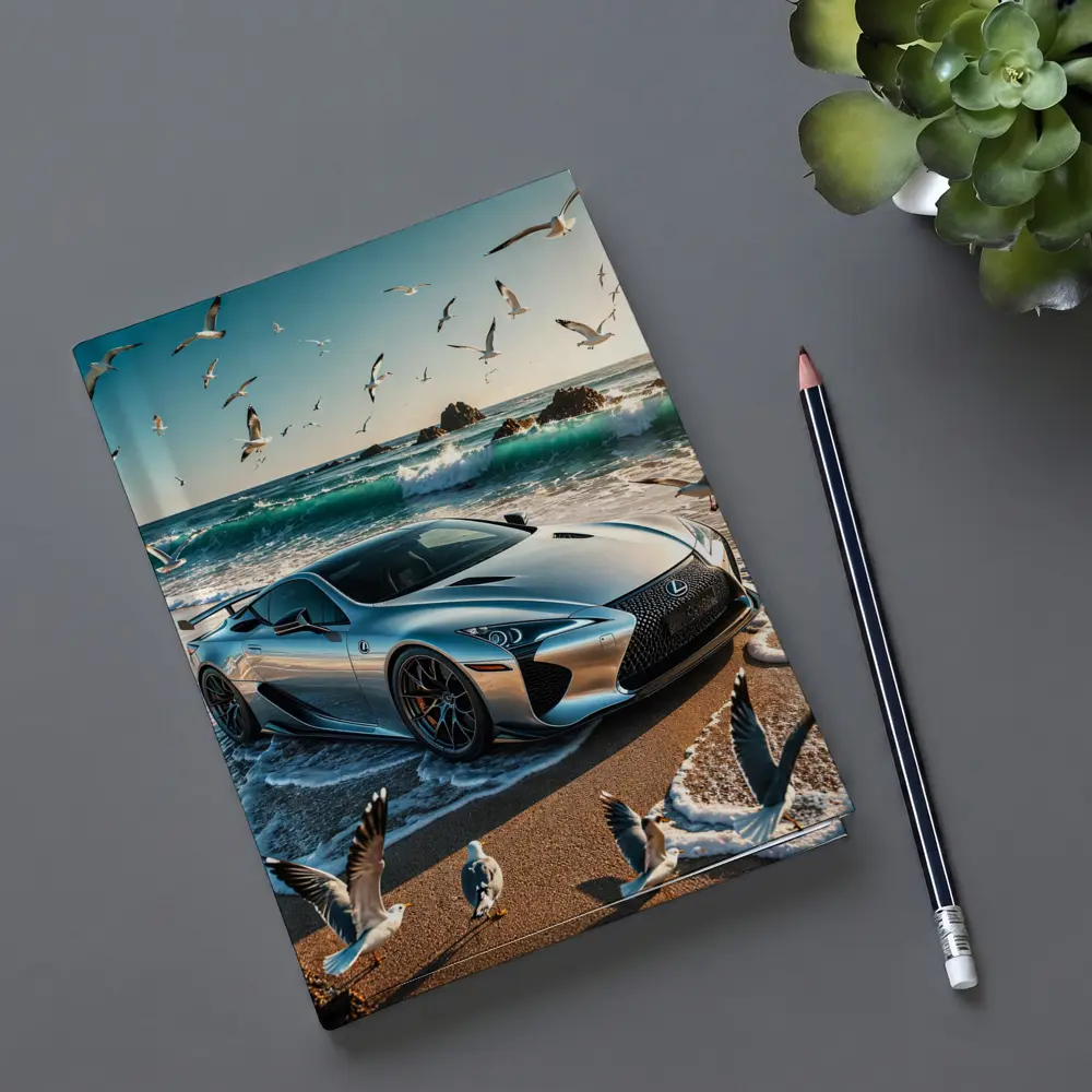 Lexus LFA Silver Sports Car Beach – Notebooks