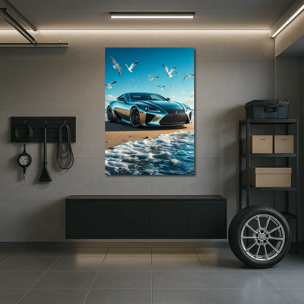 Lexus LC Coastal Beach Blue Sky – Wall Art