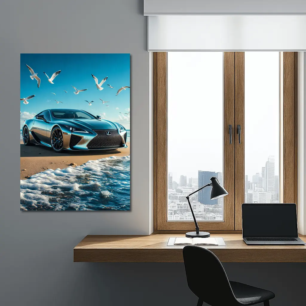 Lexus LC Coastal Beach Blue Sky – Wall Art