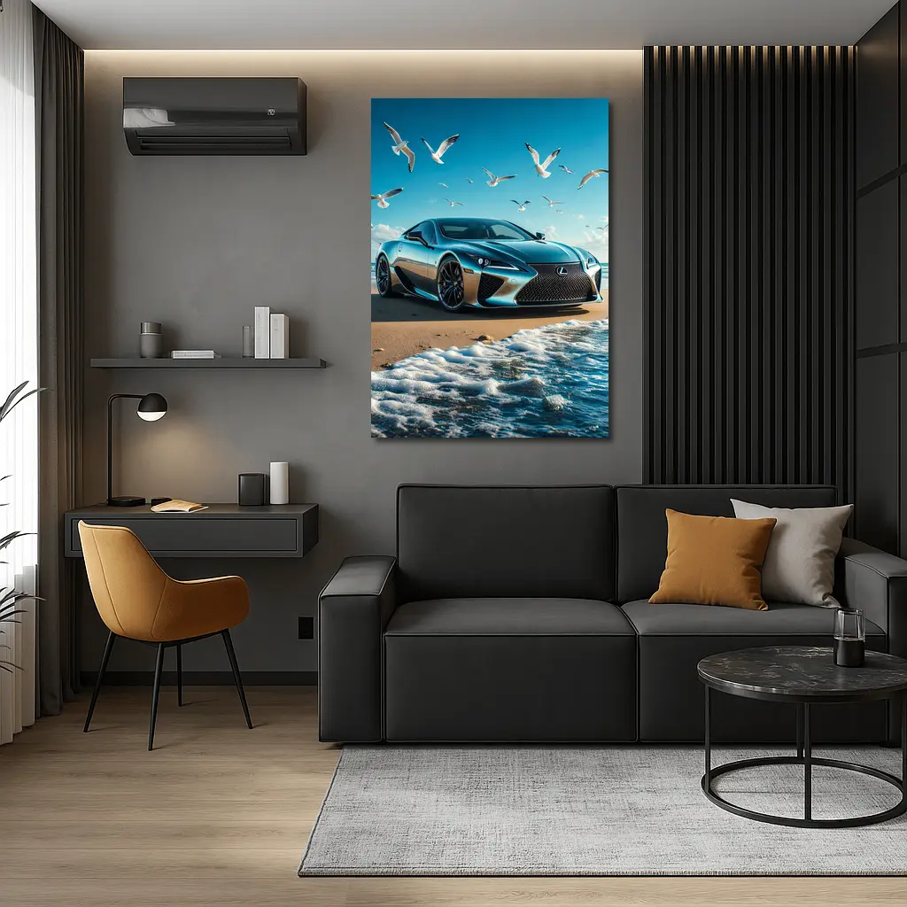 Lexus LC Coastal Beach Blue Sky – Wall Art