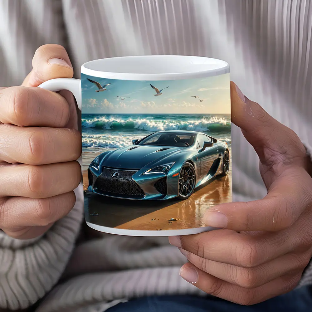 Lexus LFA Blue Sports Car Beach Scene – Mugs