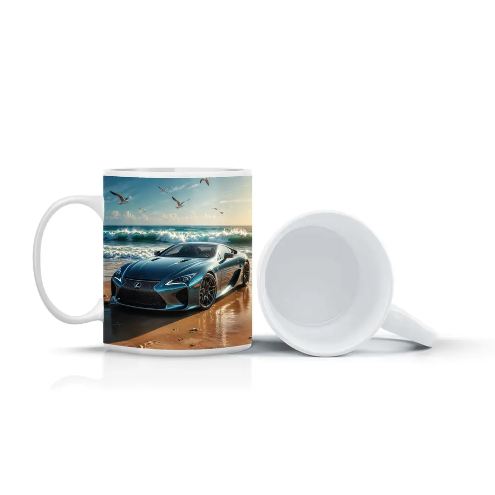 Lexus LFA Blue Sports Car Beach Scene – Mugs
