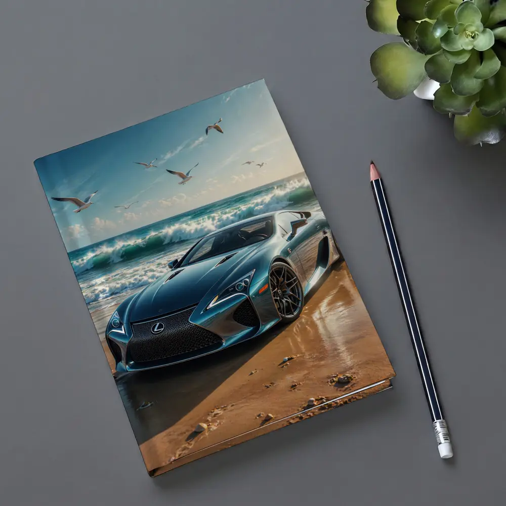 Lexus LFA Blue Sports Car Beach Scene – Notebooks