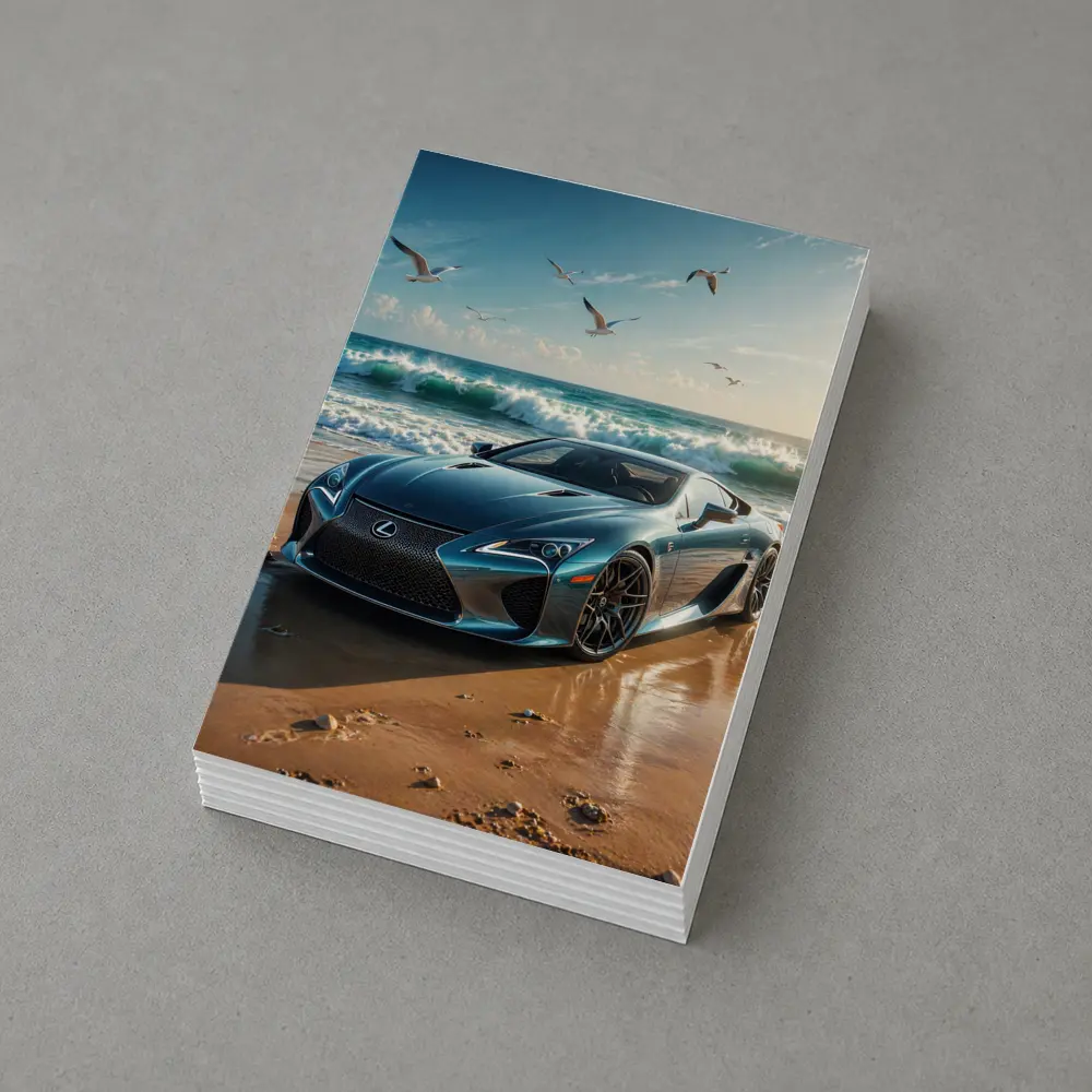 Lexus LFA Blue Sports Car Beach Scene – Postcards