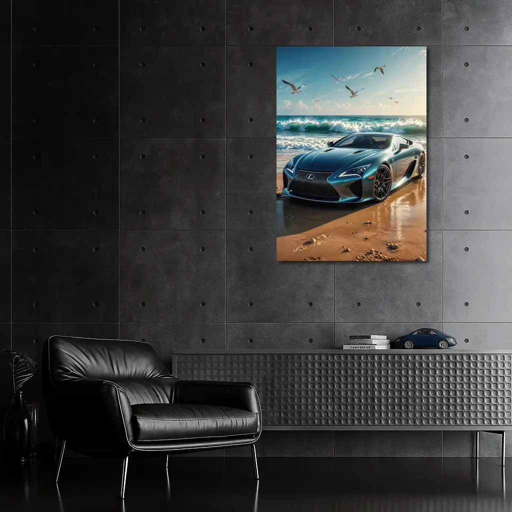 Lexus LFA Blue Sports Car Beach Scene – Wall Art