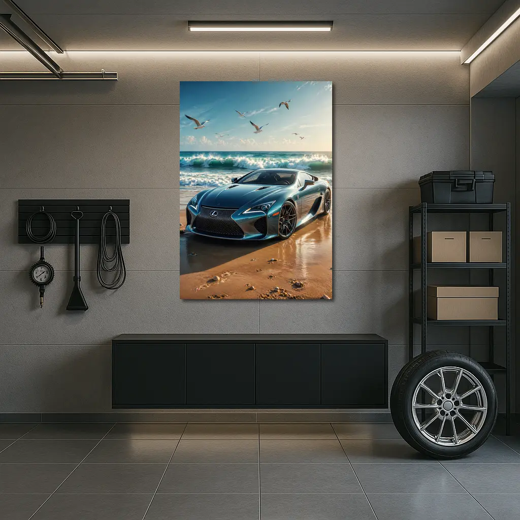 Lexus LFA Blue Sports Car Beach Scene – Wall Art