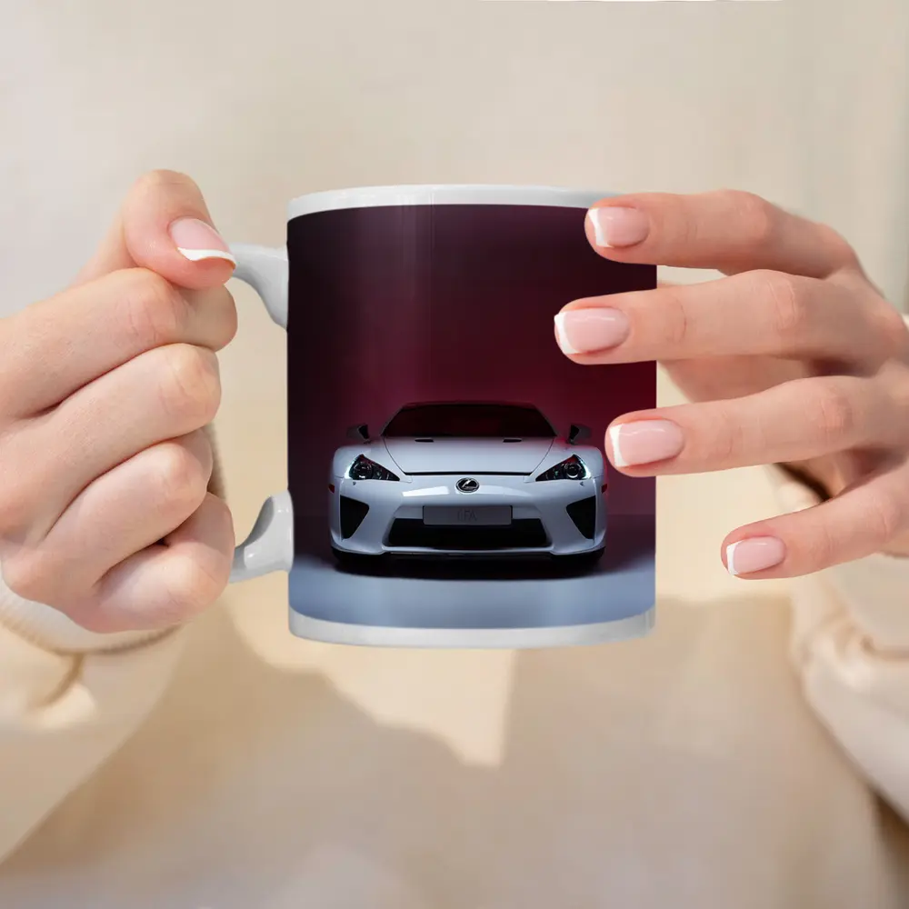 Lexus LFA White Supercar Red Background – Mugs