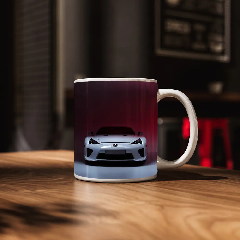 Lexus LFA White Supercar Red Background – Mugs