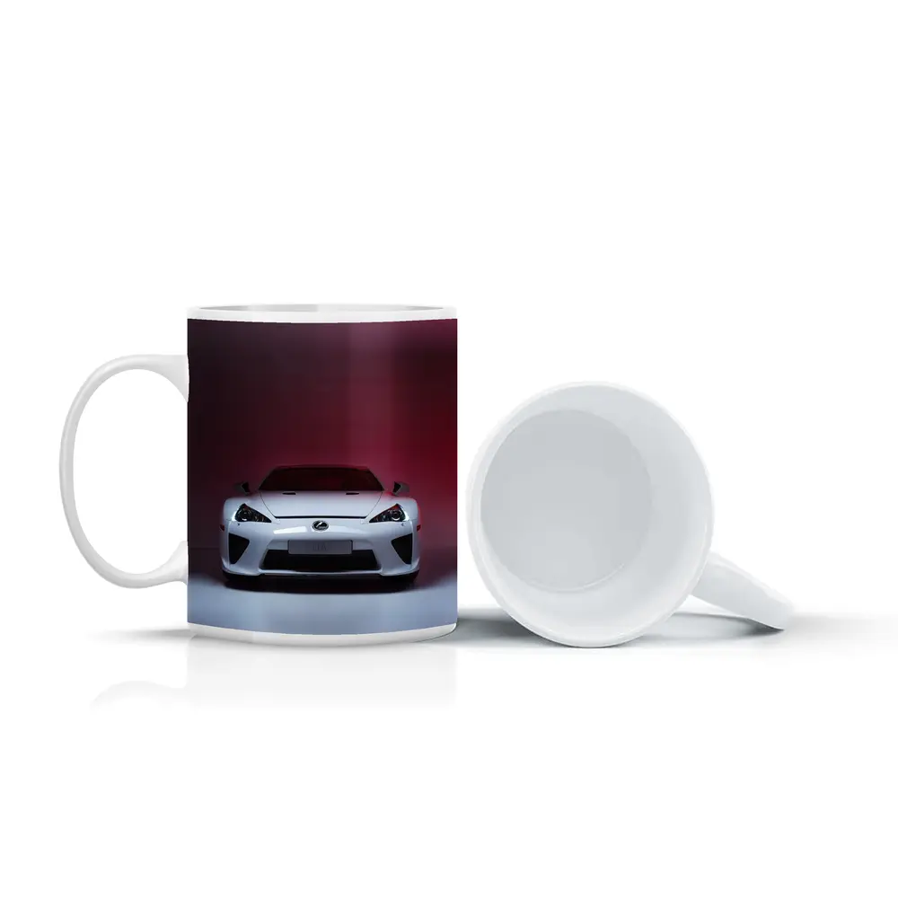 Lexus LFA White Supercar Red Background – Mugs