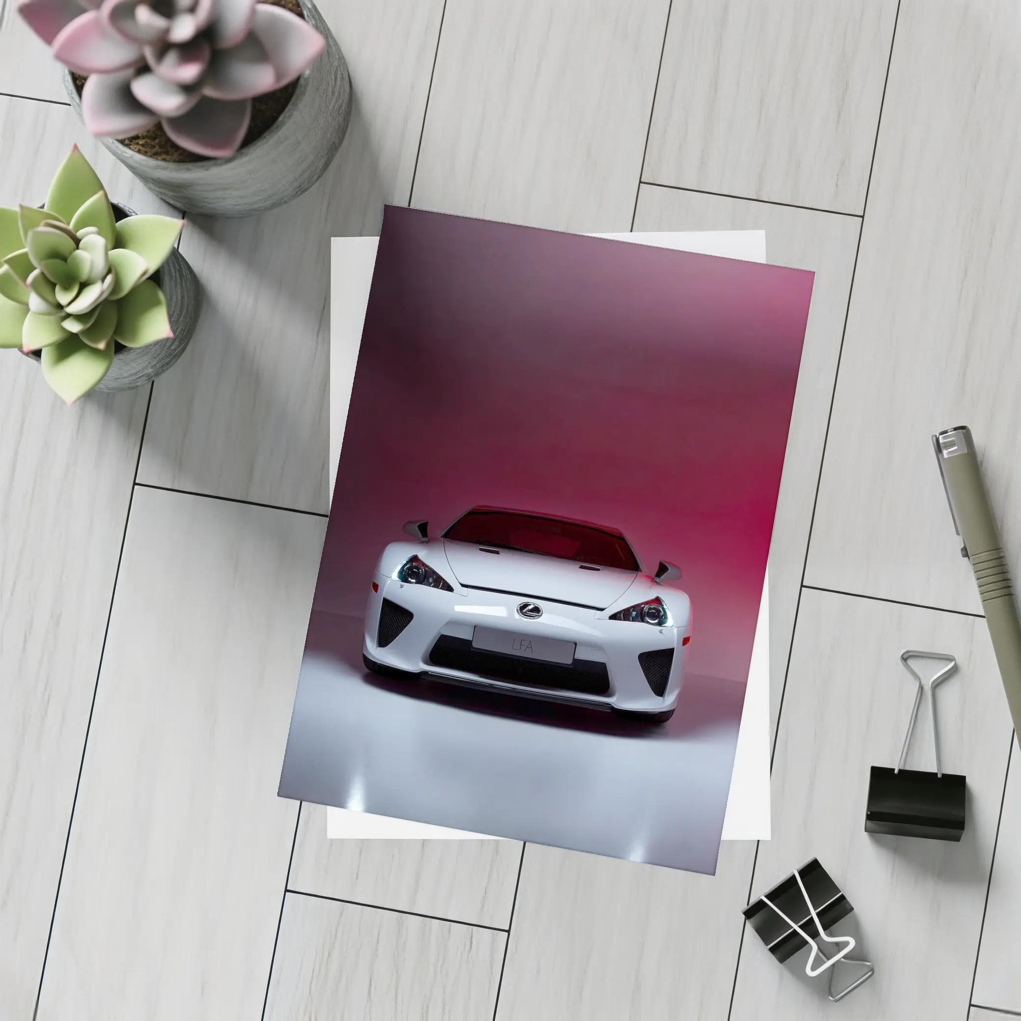 Lexus LFA White Supercar Red Background – Postcards