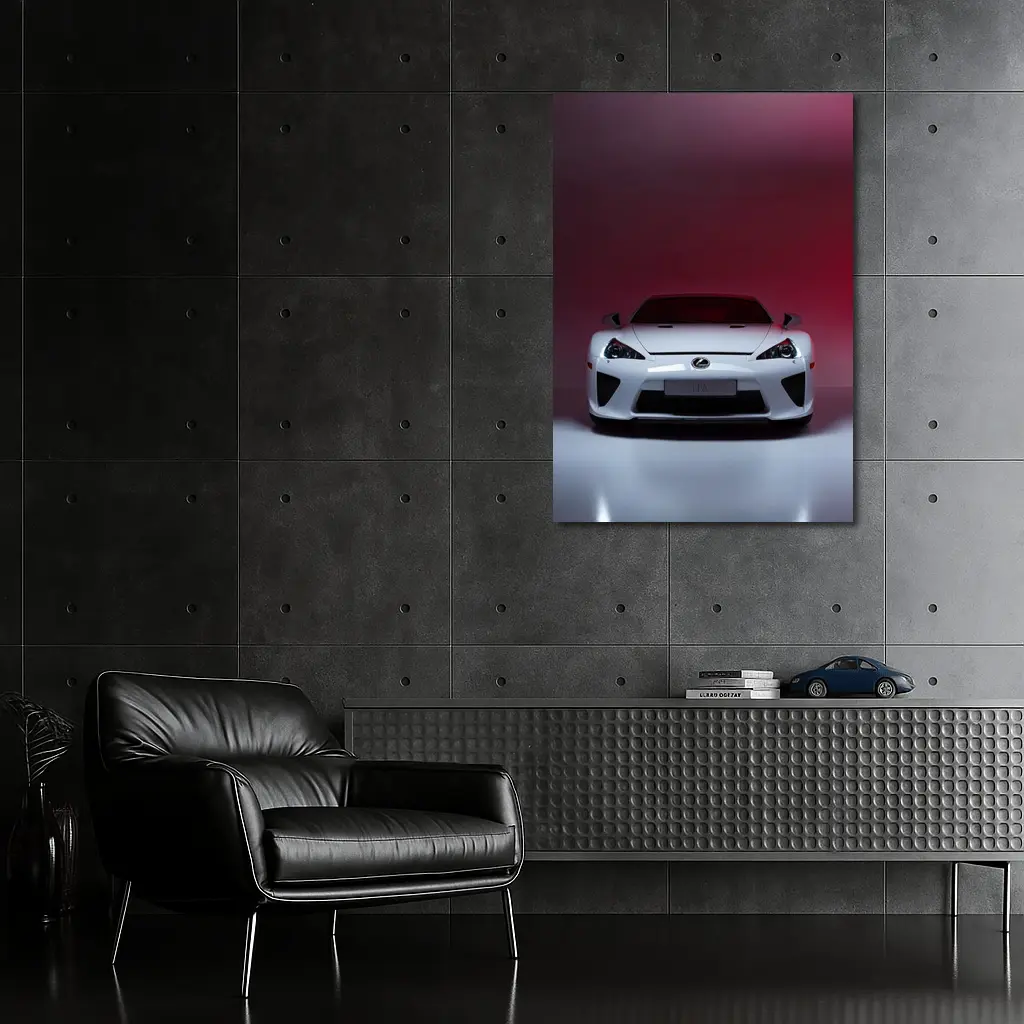 Lexus LFA White Supercar Red Background – Wall Art