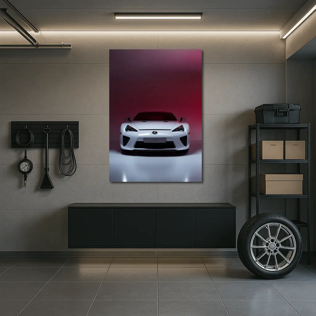 Lexus LFA White Supercar Red Background – Wall Art