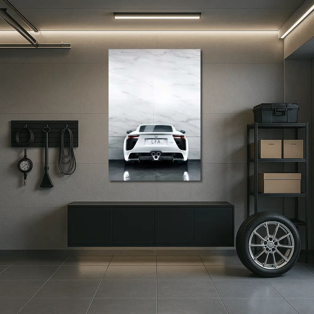 Lexus LFA White Rear Marble Wall – Wall Art
