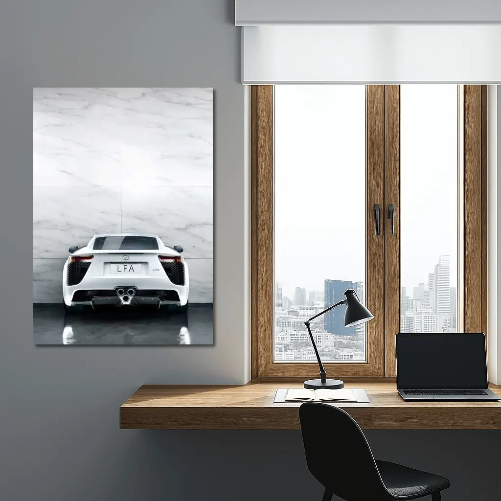 Lexus LFA White Rear Marble Wall – Wall Art