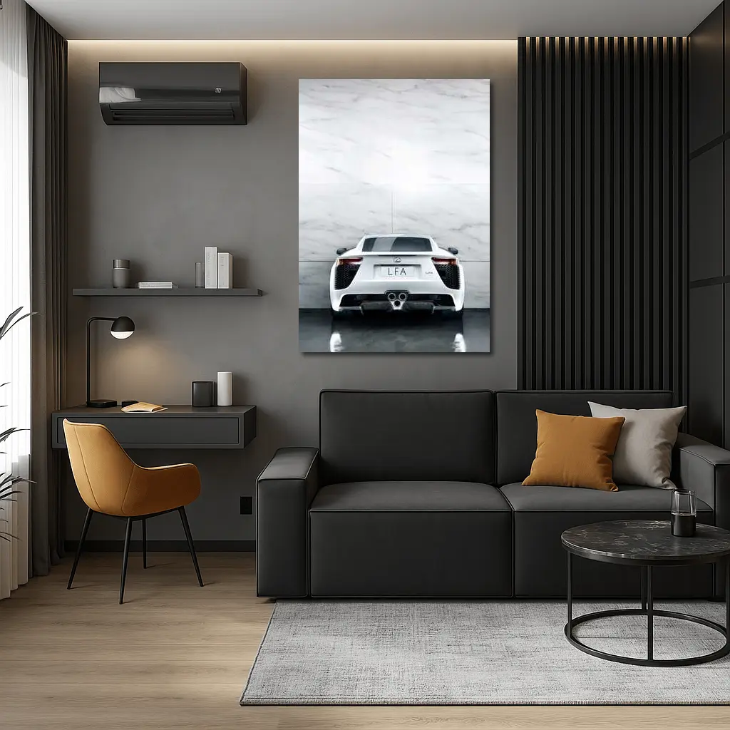 Lexus LFA White Rear Marble Wall – Wall Art