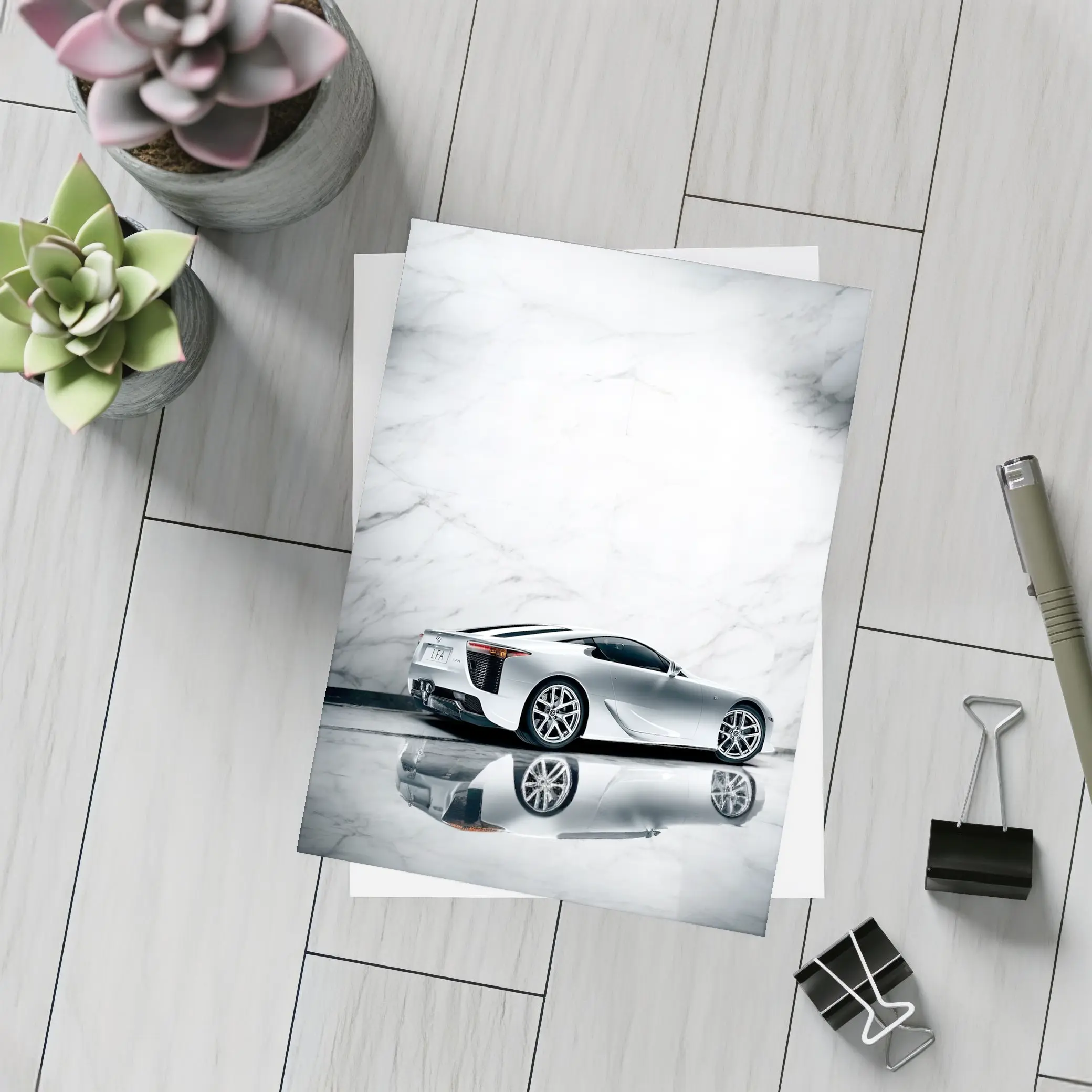 Lexus LFA Silver White Marble Studio – Postcards