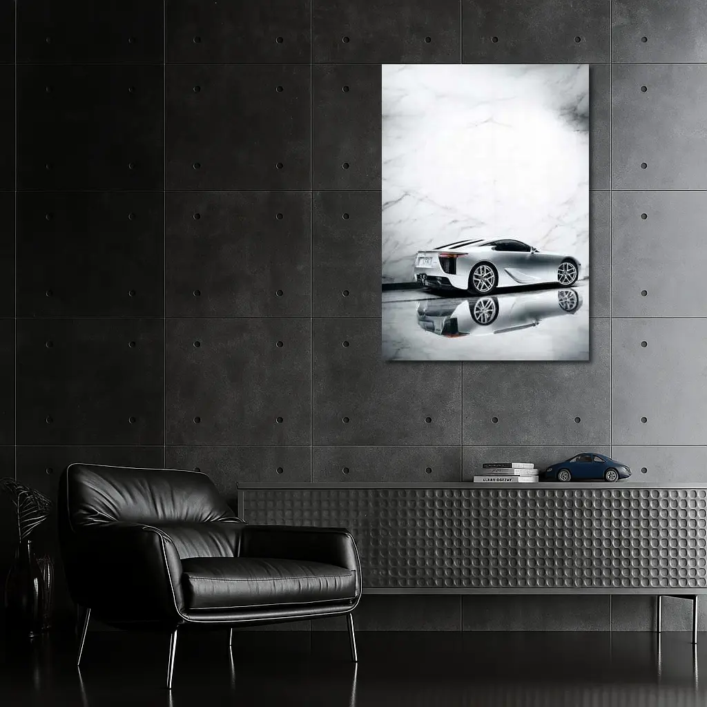 Lexus LFA Silver White Marble Studio – Wall Art