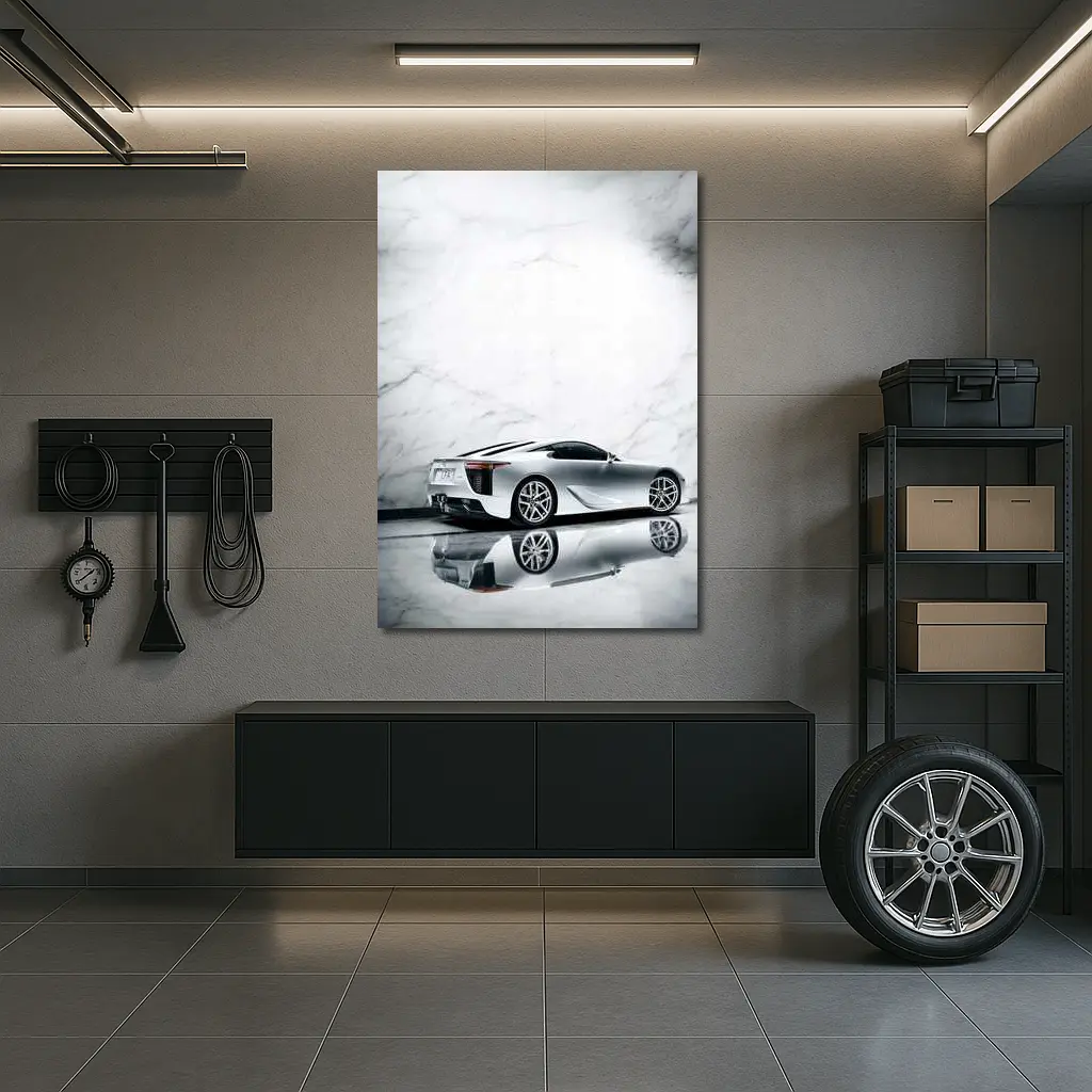 Lexus LFA Silver White Marble Studio – Wall Art
