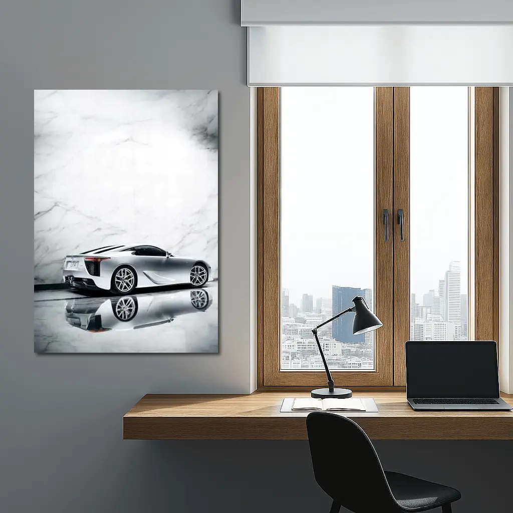 Lexus LFA Silver White Marble Studio – Wall Art