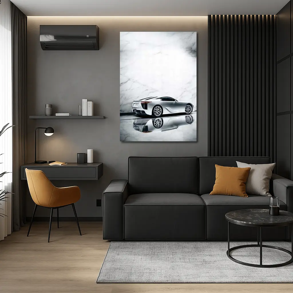 Lexus LFA Silver White Marble Studio – Wall Art