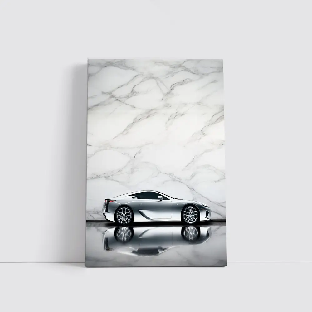 Lexus LFA Silver Car Marble Background – Wall Art