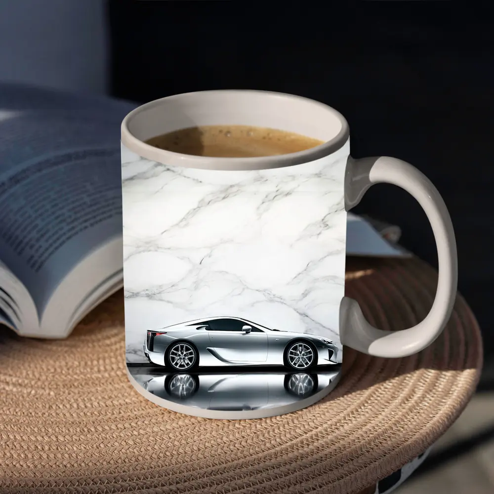 Lexus LFA Silver Car Marble Background – Mugs