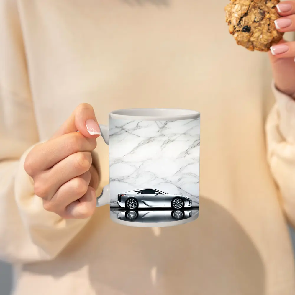 Lexus LFA Silver Car Marble Background – Mugs