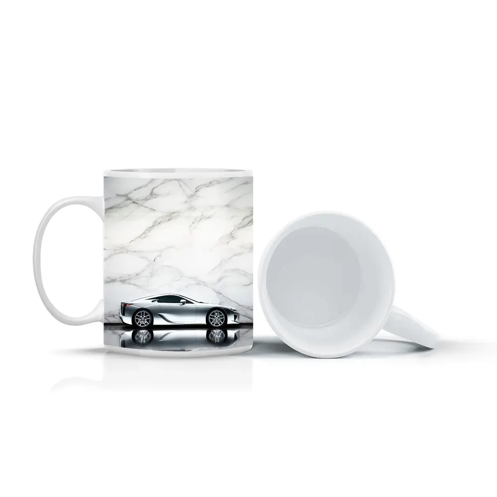 Lexus LFA Silver Car Marble Background – Mugs