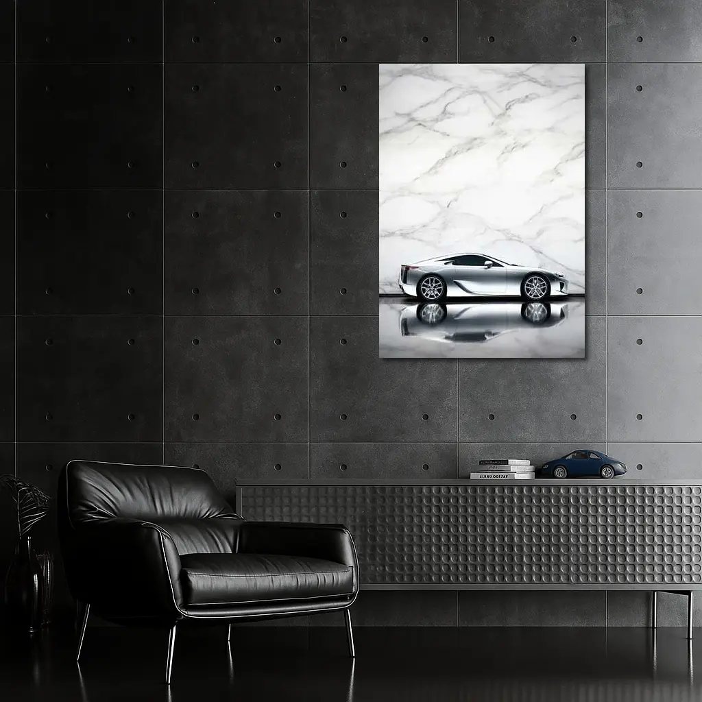 Lexus LFA Silver Car Marble Background – Wall Art