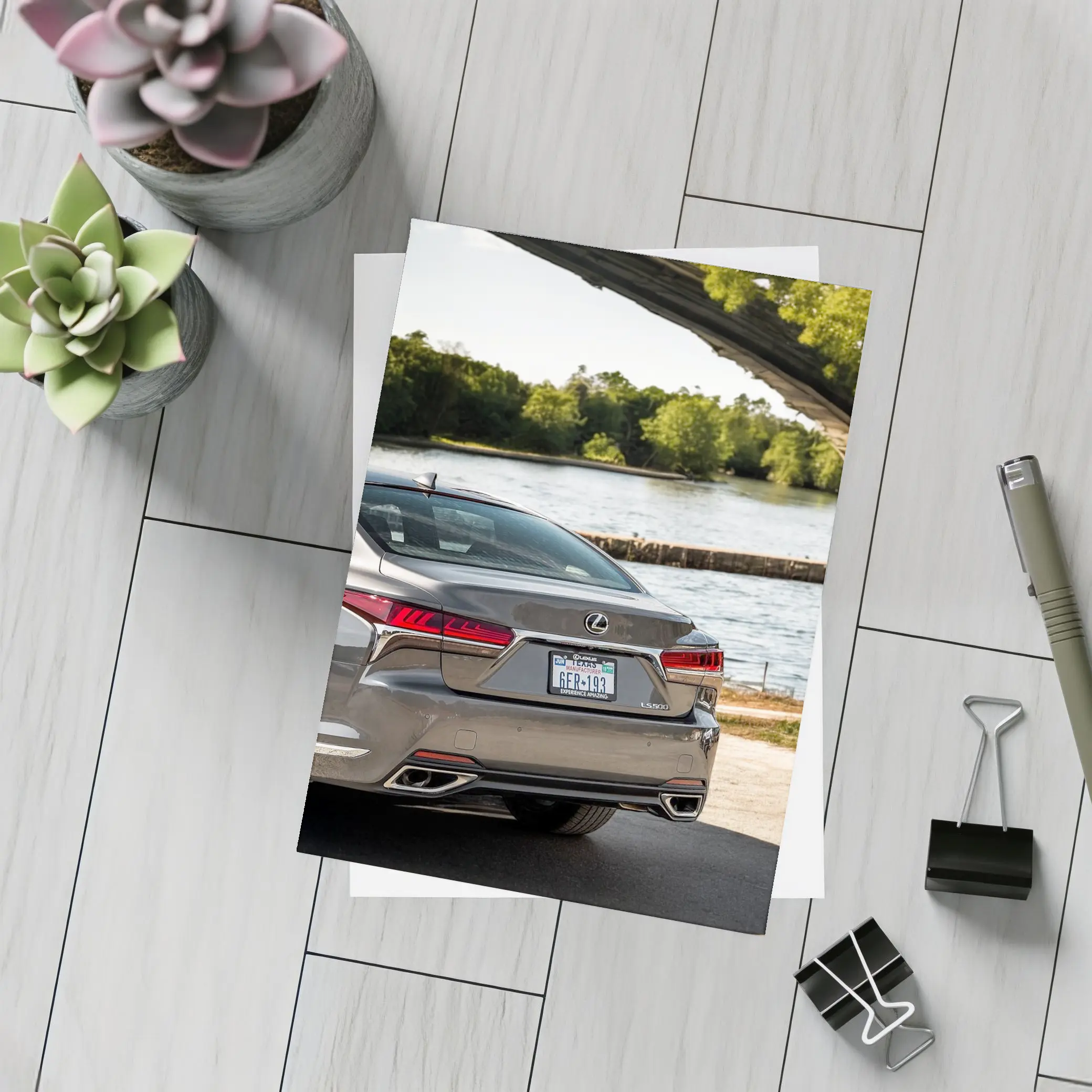 Lexus LS500 Rear View By River – Postcards