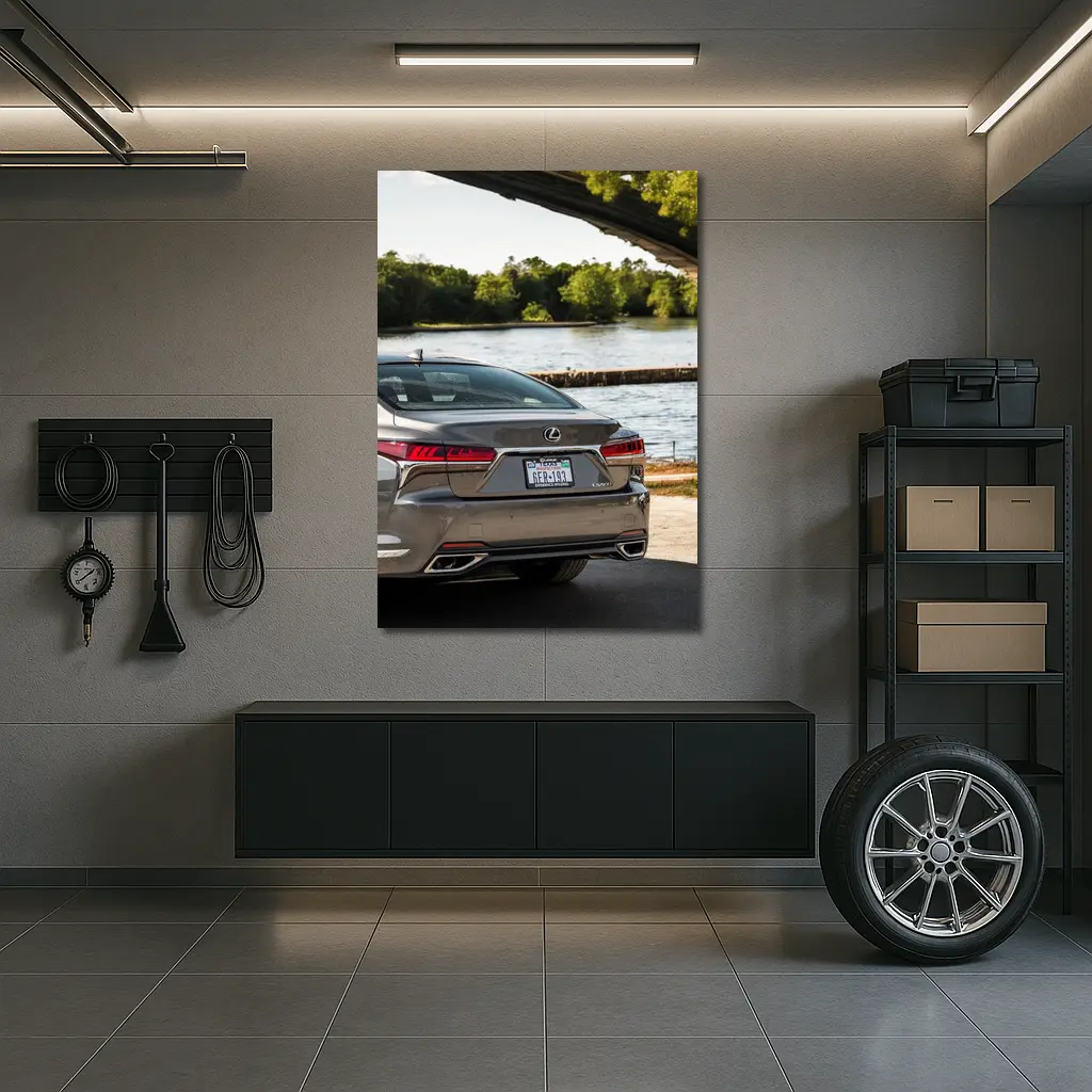 Lexus LS500 Rear View By River – Wall Art