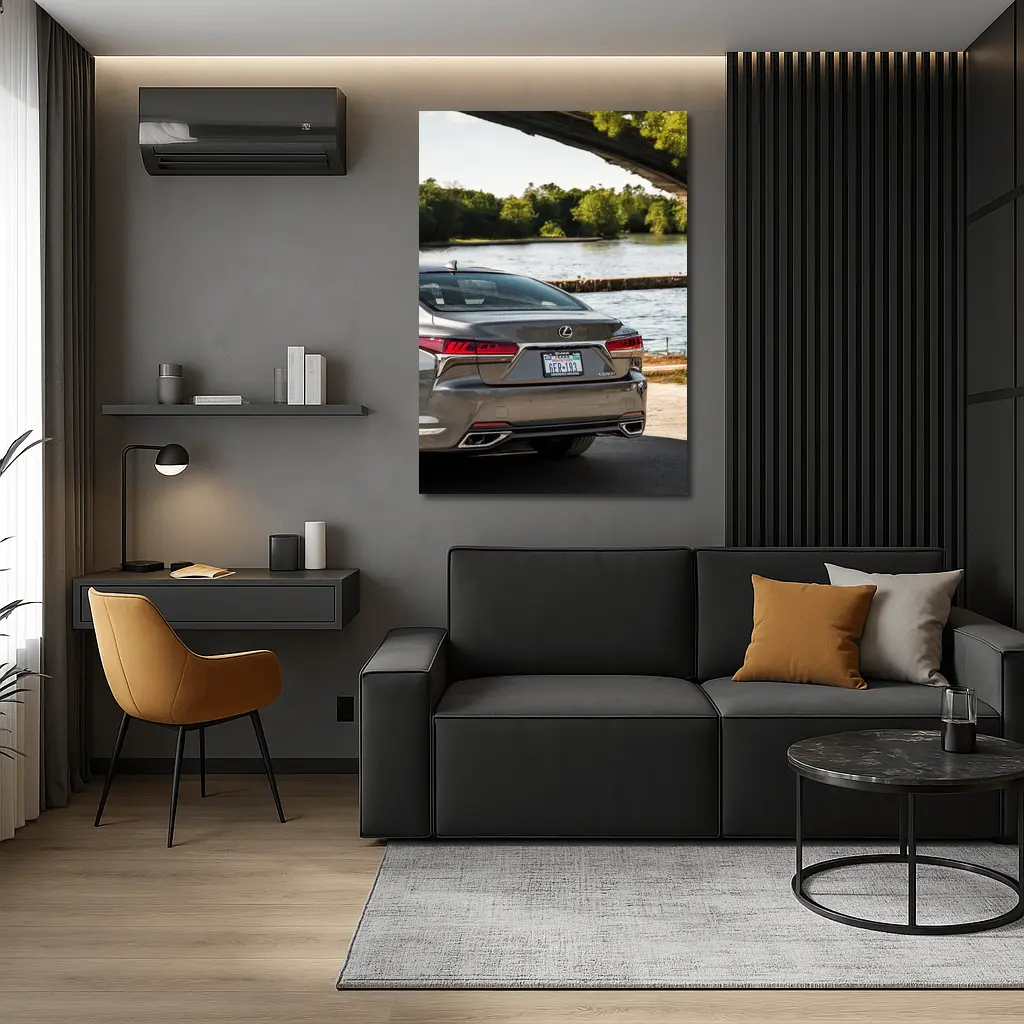 Lexus LS500 Rear View By River – Wall Art