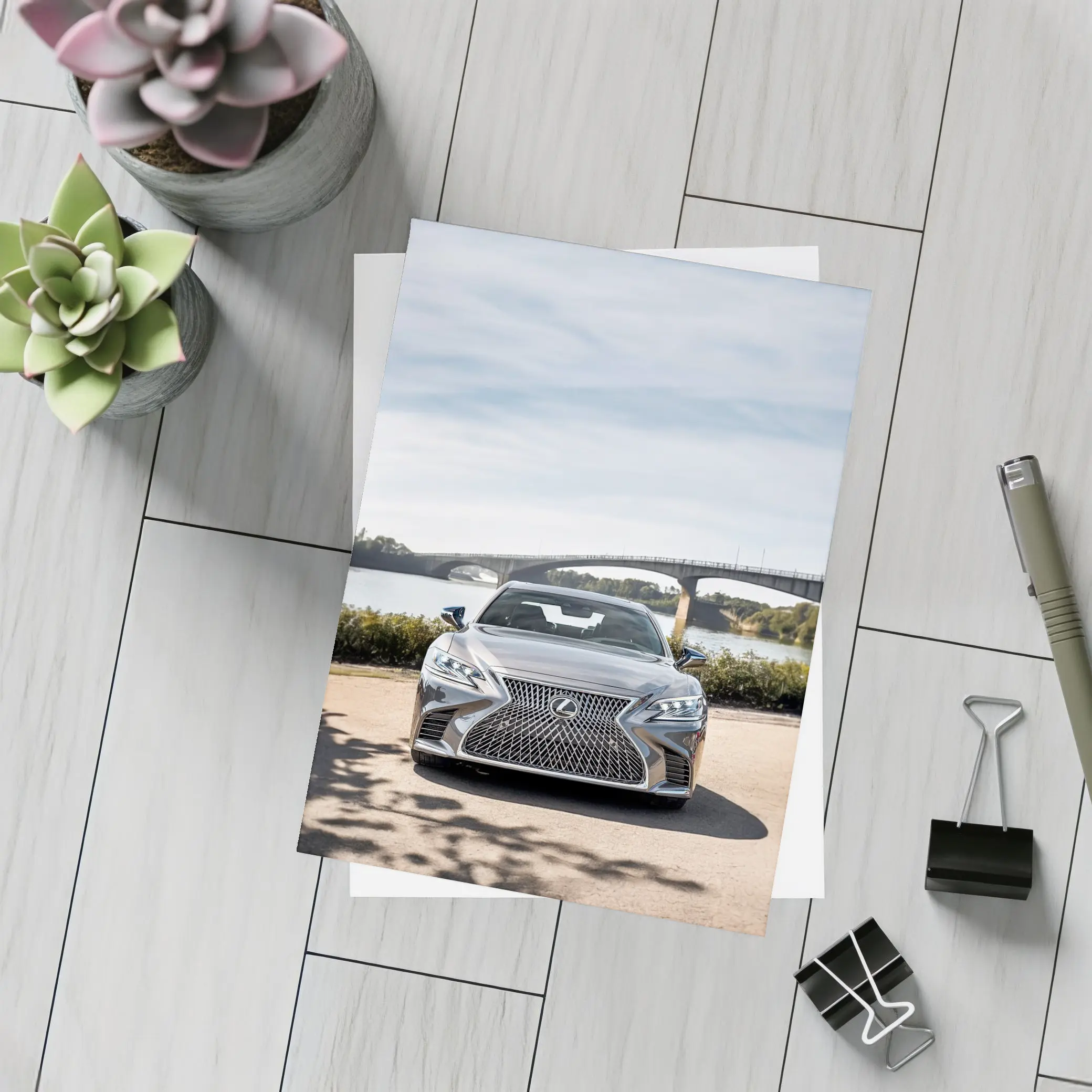 Lexus LS Five Hundred Front View River Bridge – Postcards
