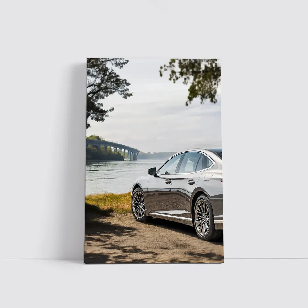 Lexus LS Parked By River Bridge – Wall Art