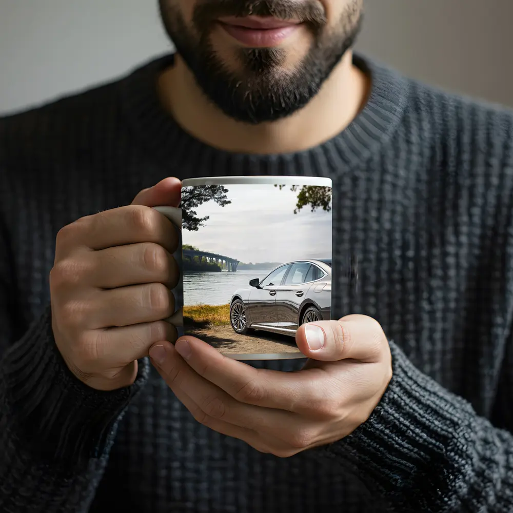 Lexus LS Parked By River Bridge – Mugs