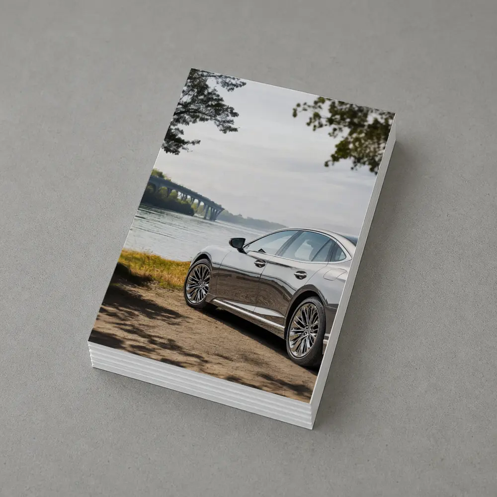 Lexus LS Parked By River Bridge – Postcards