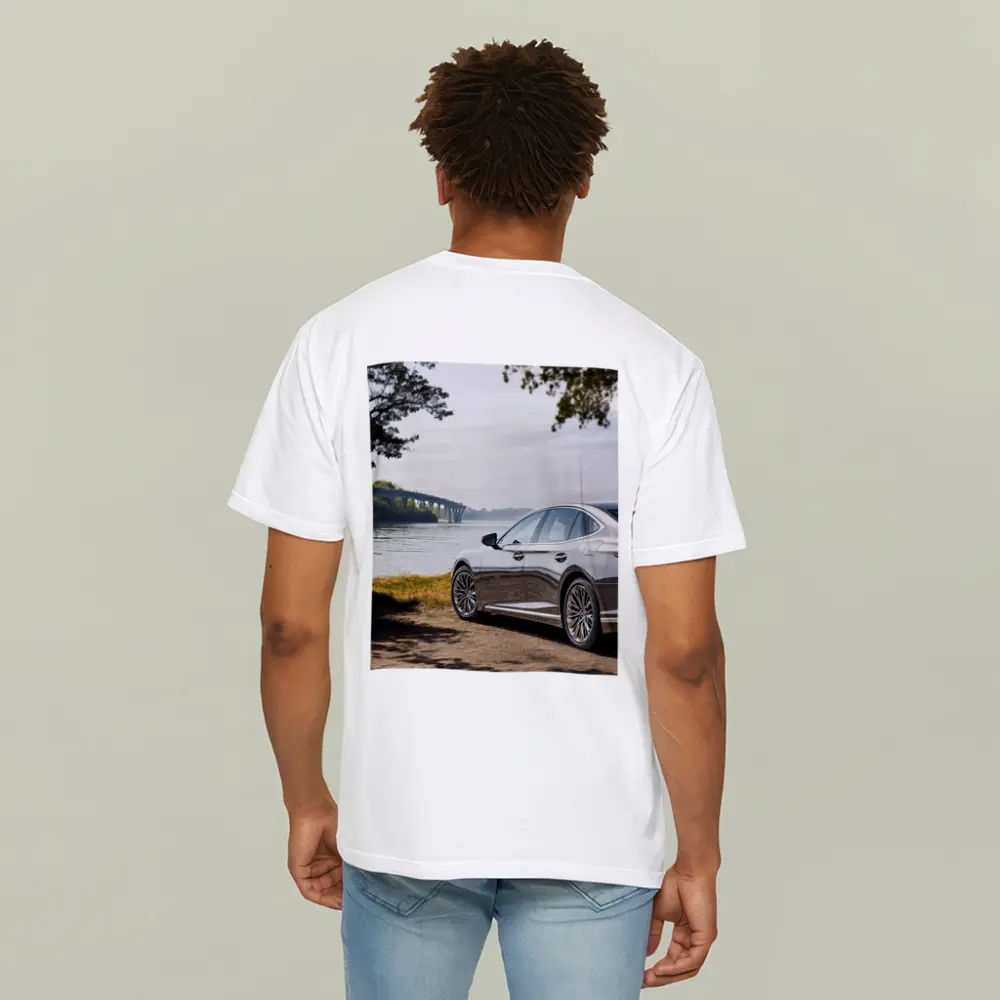 Lexus LS Parked By River Bridge – T-Shirts