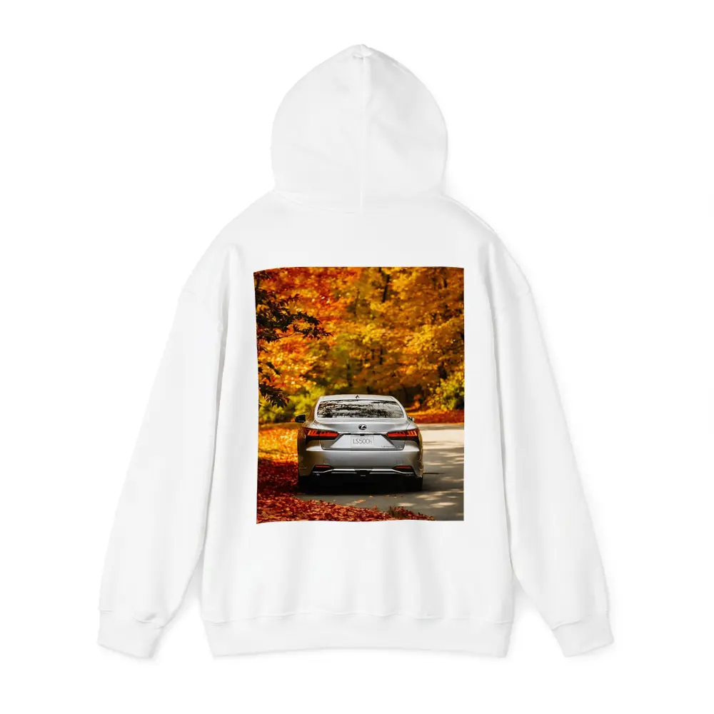Lexus LS500h Silver Sedan Autumn Forest Road – Hoodies