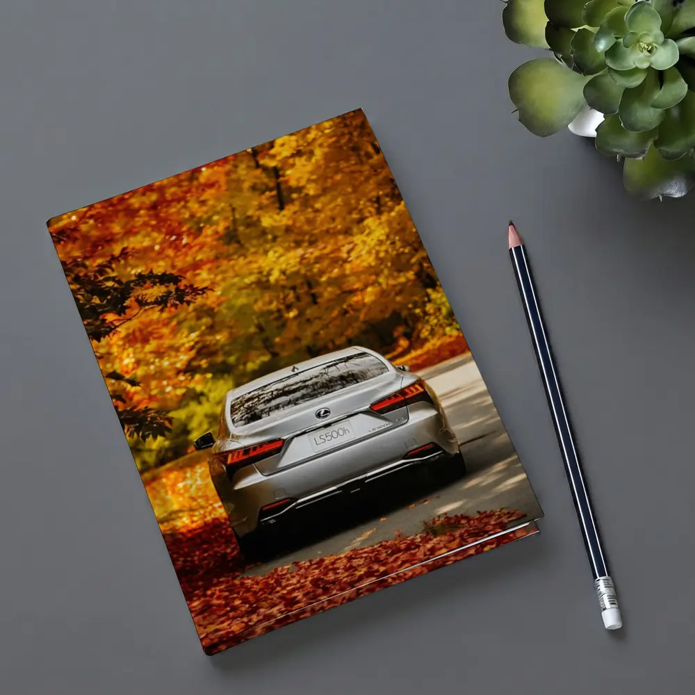 Lexus LS500h Silver Sedan Autumn Forest Road – Notebooks