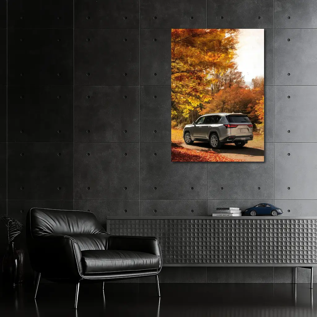 Lexus LS Luxury Sedan Autumn Forest Road – Wall Art