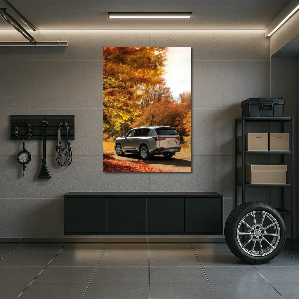 Lexus LS Luxury Sedan Autumn Forest Road – Wall Art